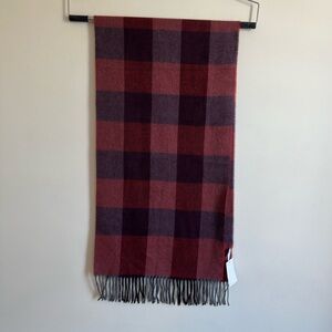 Accessori Italiani Plaid Fringe Scarf in Red and Black